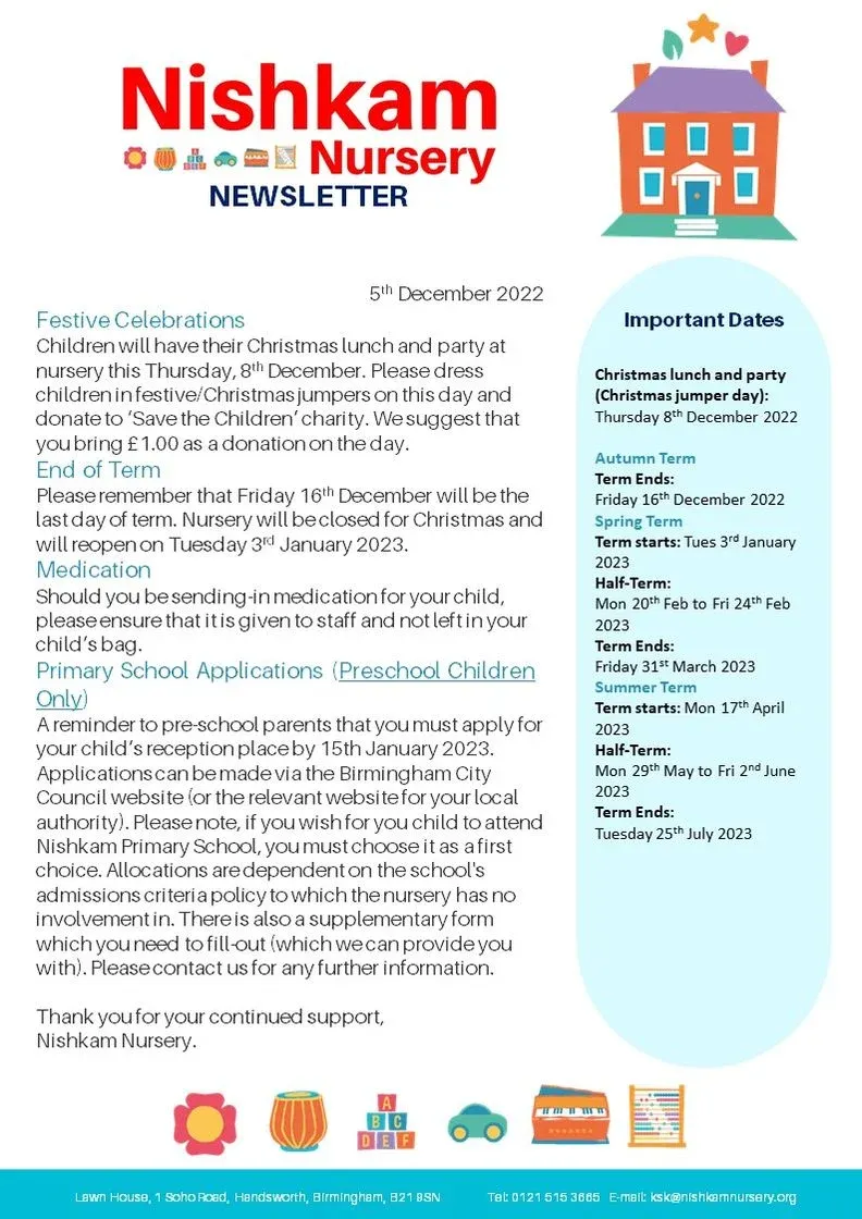 Nishkam Nursery Newsletter - December 2022