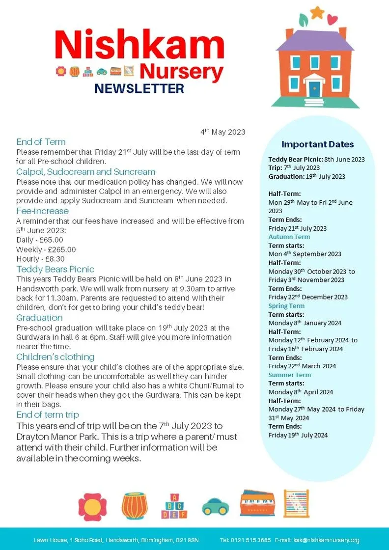 Nishkam Nursery Newsletter - May 2023