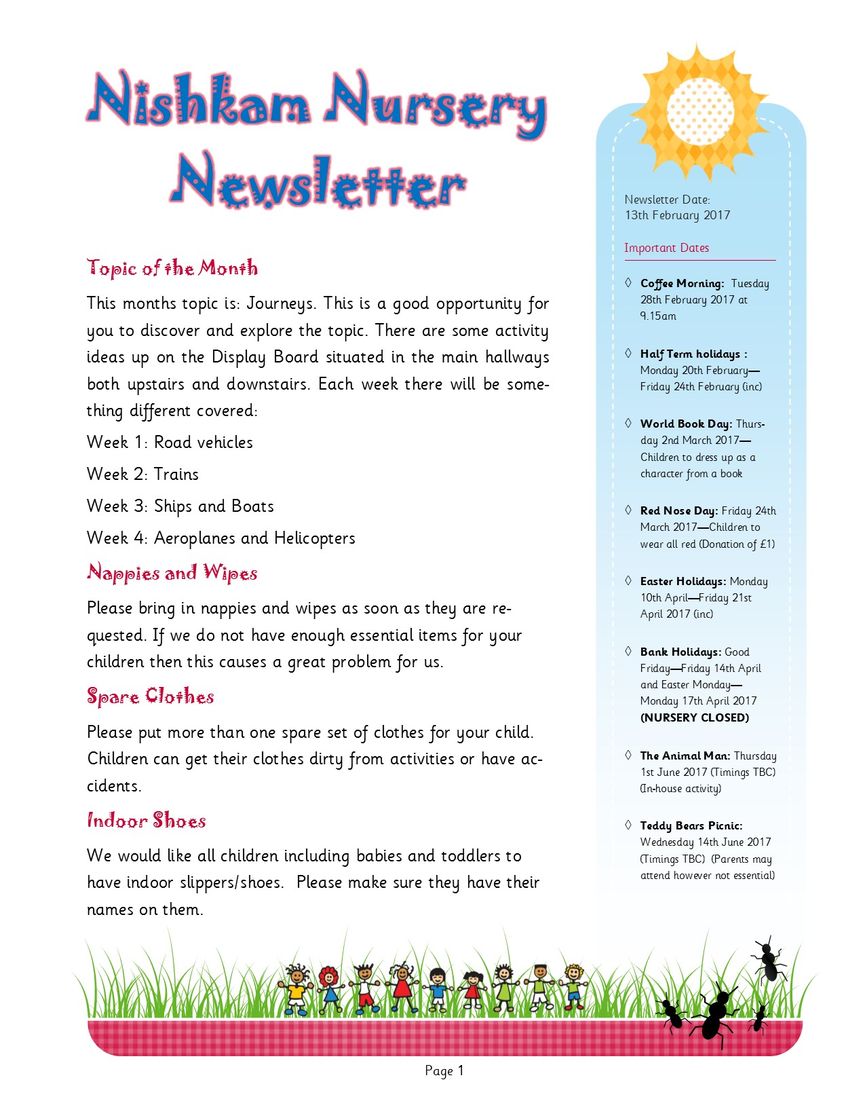 Nishkam Nursery Newsletter - February 2017