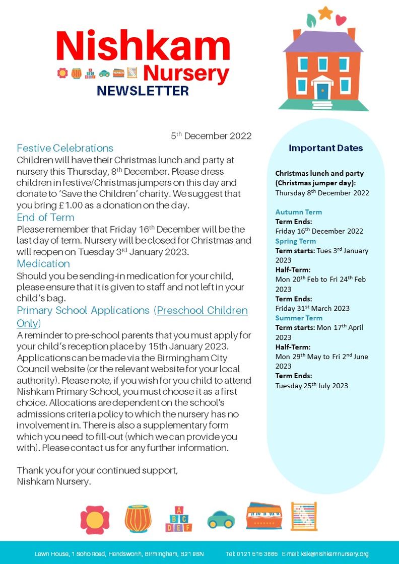 Nishkam Nursery Newsletter - December 2022