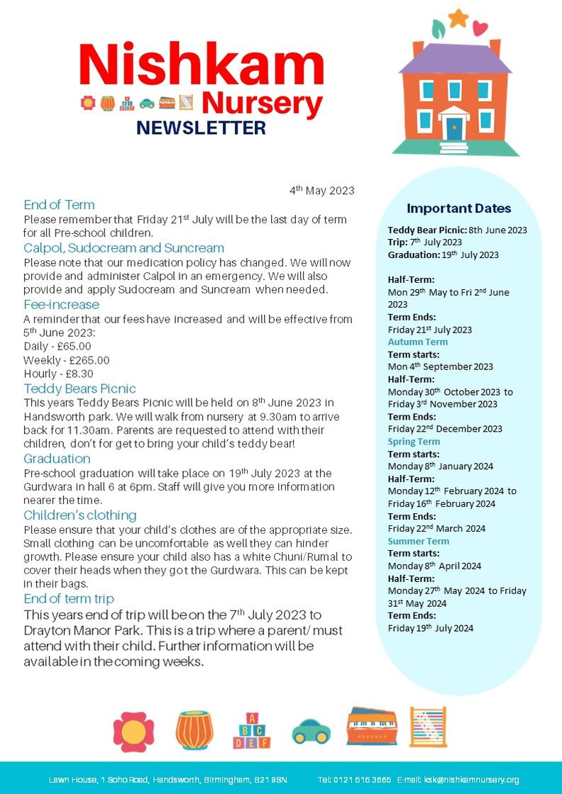 Nishkam Nursery Newsletter - May 2023